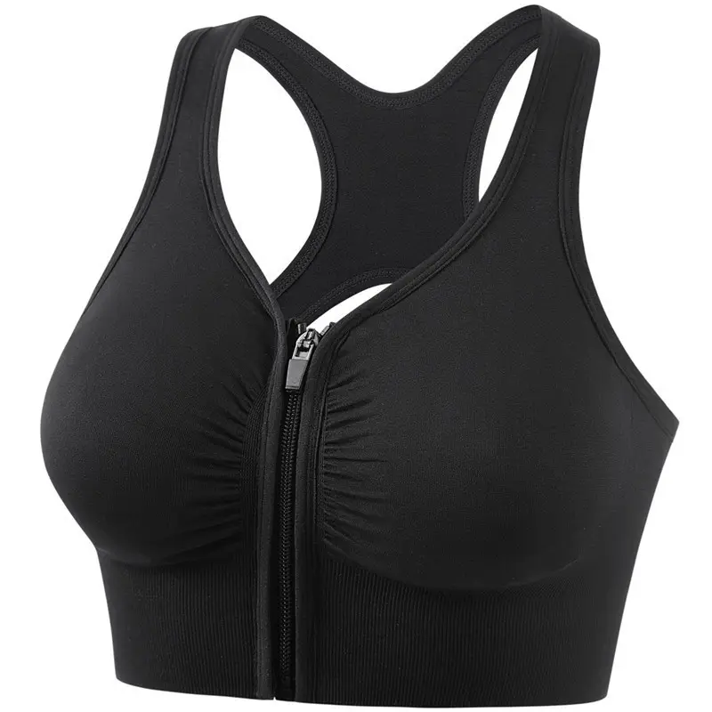 High strength front zipper sports bra without underwire push-up Yoga shockproof running women's sports underwear beautiful vest