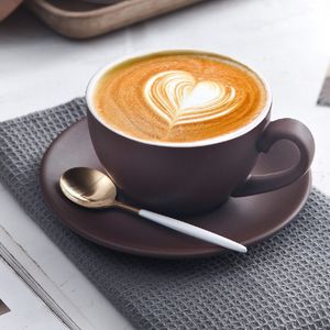 定制咖啡杯和茶碟套装卡布奇诺马克杯咖啡厅马克杯套装12盎司拿铁杯咖啡师陶瓷批发杯