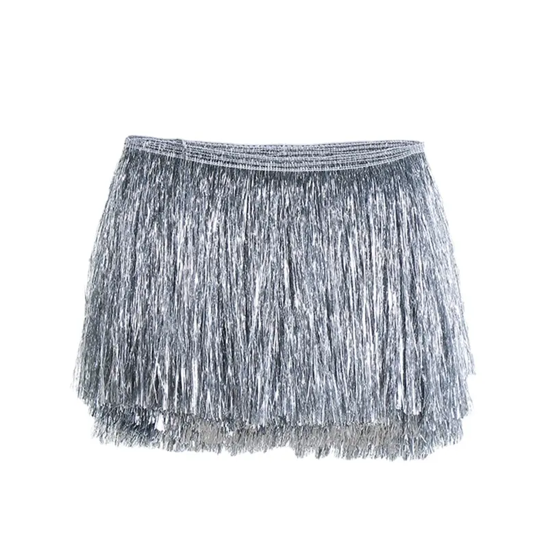 Wholesale High Quality 20CM Gold and Silver Metallic Fabric Fringe Tassel For Garment Decoration