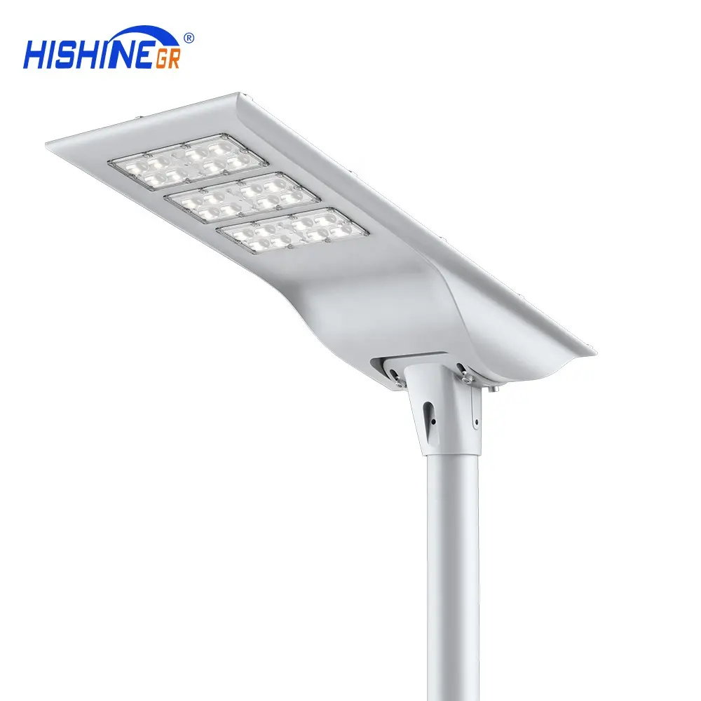 Hishine 15h orario di lavoro lampioni solari All-in-one 40W 80W 150W DC LED lampioni solari con sensore di movimento