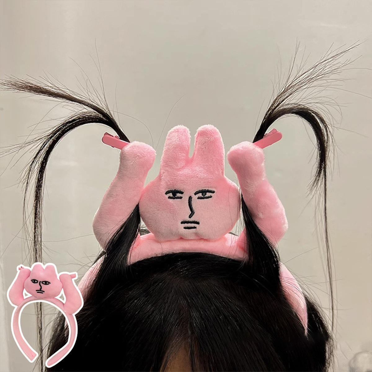 Pink funny rabbit headband