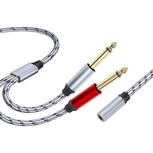 Jack 3.5MM <strong>1</strong>/8&quot; Female to 2*6.35MM Dual 6.35MM <strong>1</strong>/<strong>4</strong>&quot; Male Jack Stereo <strong>Audio</strong> Headphone Plug Extension <strong>Adapter</strong> Cable - Product Image 1