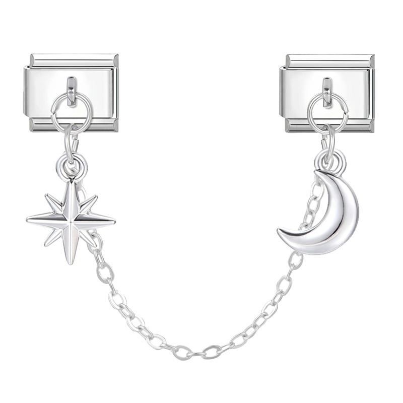 Steel base with double suspension-four-pointed star and moon