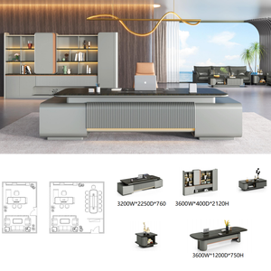 MDF de pintura moderna de gama alta 3200 con LED y escritorio CEO de sistema de alimentación para escritorio de computadora de oficina Boss - Product Image 3