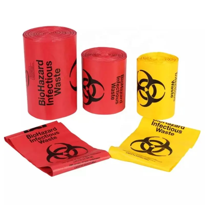 LDPE-Bolsa de residuos médicos Autoclavable, desechable, 20L, 30L, 40L, 50L, Biohazard, basura biológica, para la eliminación médica