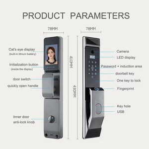 Wholesale Price Digital 3D Face Recognition Keyless Smart Tuya WIFI Aluminium Fingerprint Door Lock with Camera