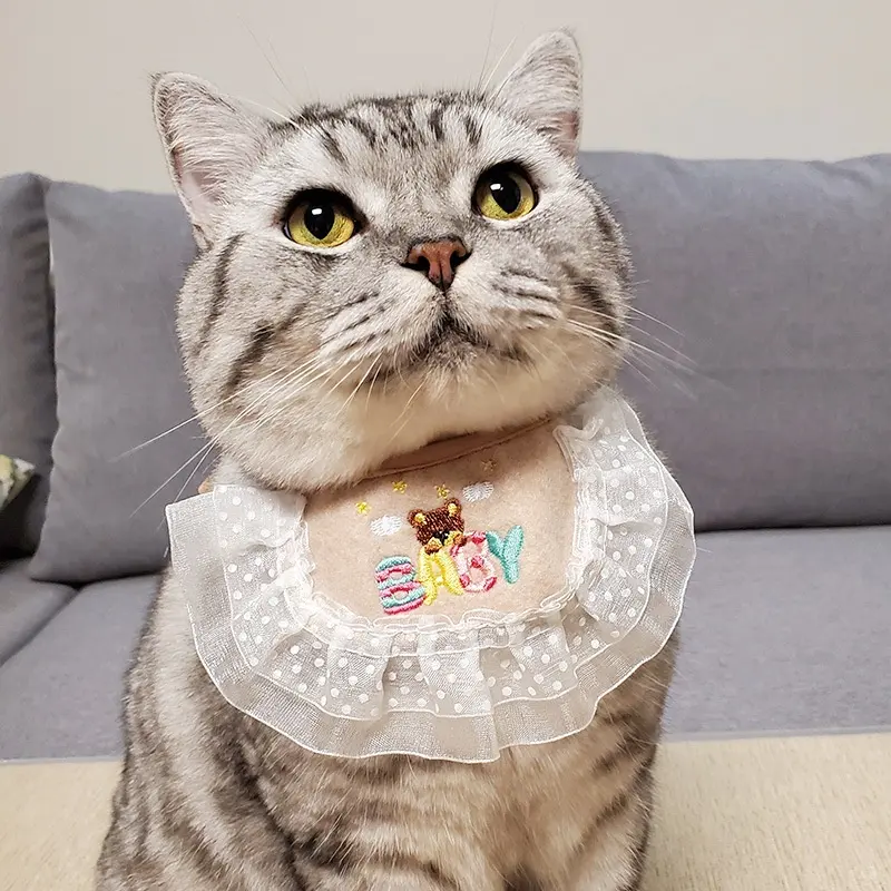 Hàn Quốc thời trang dễ thương Pet sinh nhật phụ kiện trang trí tam giác khăn Teddy Kitty Bandana hat Set cho chó mèo
