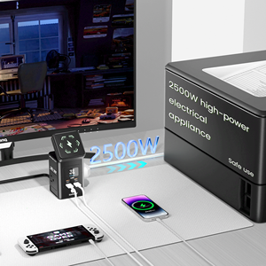 Enchufe de escritorio multifunción portátil con 3 salidas y enchufe de salida USB Torre extensora 2 Protector contra sobretensiones de CA Tiras de alimentación - Product Image 5