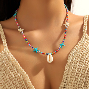 חם מוכר boho אורז חרוז שרשרת שרשרת החוף רב שכבה שרשרת תליון צ 'ינס נשים ינות שרשרת מעטפת בוהמיאן לנשים