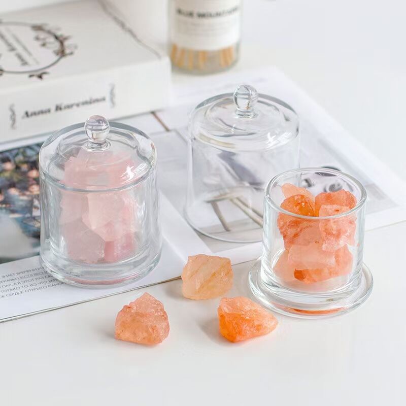 With glass cover candle holder glass jar bottle container golden bell cover