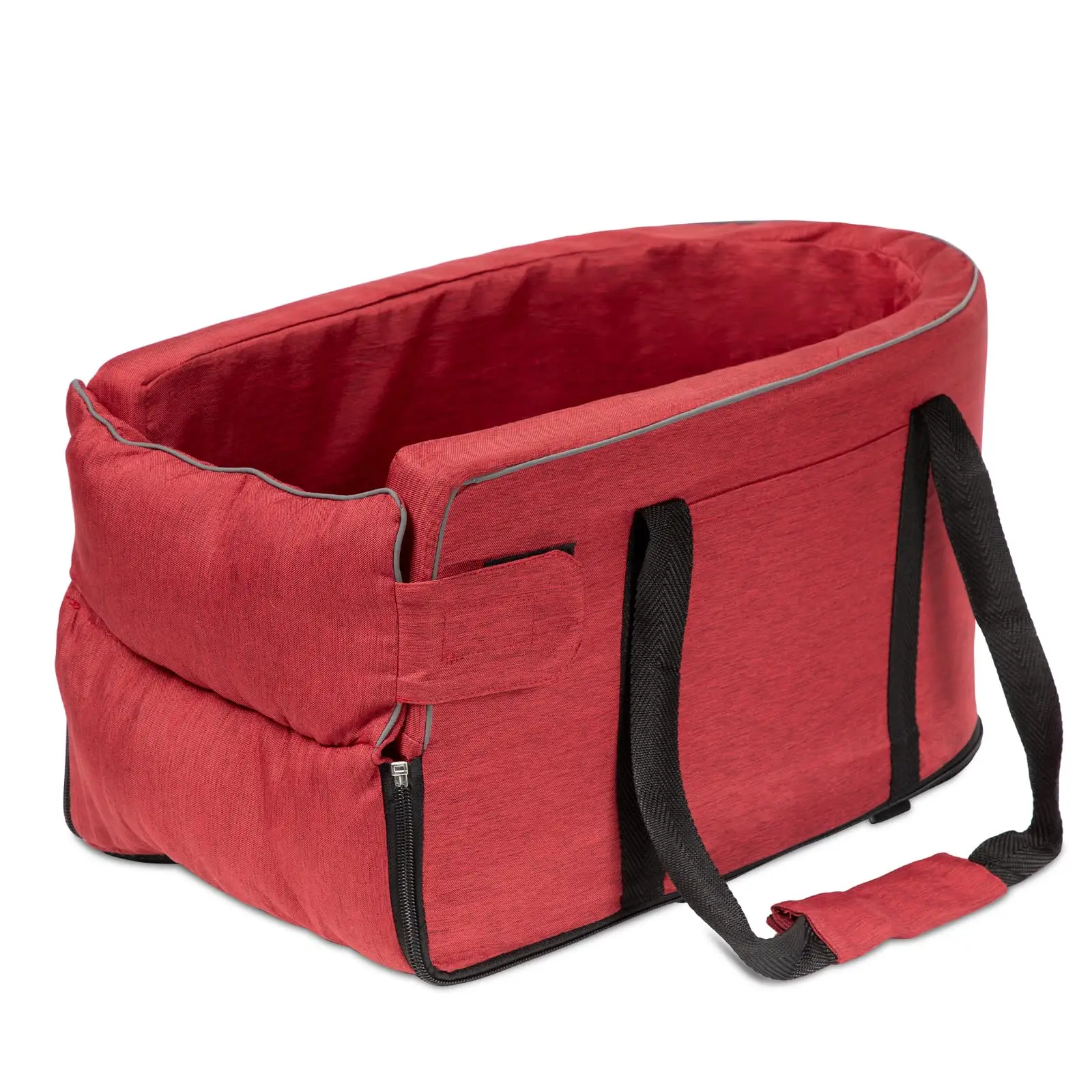Kursi keselamatan hewan peliharaan portabel, Multifungsi dapat dilepas lembut hangat kursi Booster tas perjalanan tempat tidur mobil dengan saku penyimpanan Hewan Peliharaan