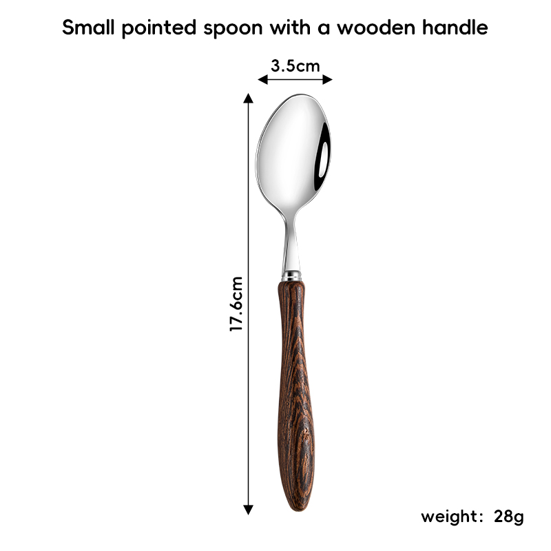 304 Chicken Wing Wood Handle small pointed spoon