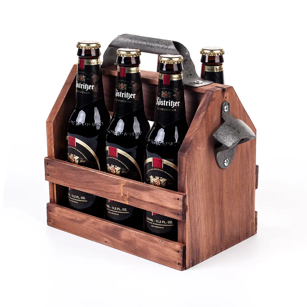 Suporte de cerveja de madeira para vinho, alta qualidade, cerveja, barra, suporte de cerveja, madeira, transportadora de cerveja com alça