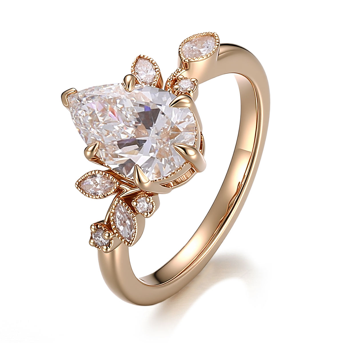 แหวนเพชรแล็บทองแท้ 14K แข็งแรงทนทาน