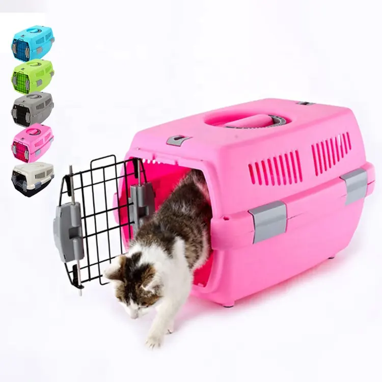 Companhia aérea Aprovado Portable Dog Carrier Crate Plástico Grande Air Travel Kennel Sobre Rodas Cat Pet Gaiolas Casas