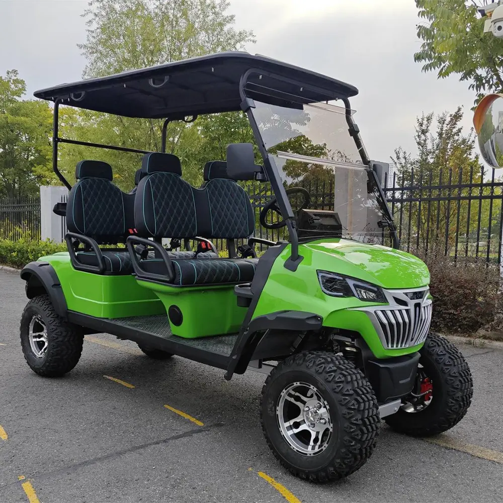 2024 Nieuwe 4 + 2 Type 6 Zitplaatsen Krachtige 4-wiel Elektrische Auto Golf Buggy Kar