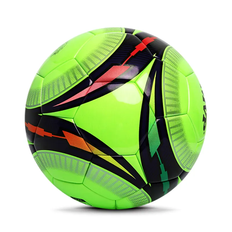Nuevo de alta calidad de la marca de cuero genuino fútbol tamaño estándar brillante laminado PU competencia pelota de fútbol