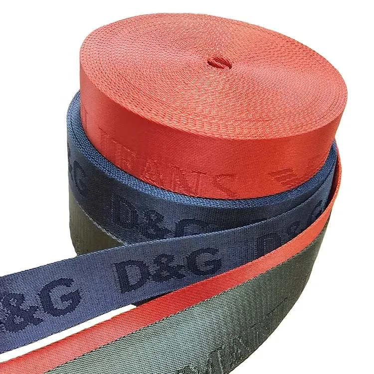 Prezzo di fabbrica cintura stampata con Logo ecologico 1 1.5 pollici in tinta unita con Logo in tessuto Jacquard con tracolla in Nylon personalizzato