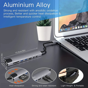 适用于MacBook Pro笔记本电脑扩展坞电脑配件的多功能8合1 Usb 3.1 c型集线器适配器 - Product Image 6