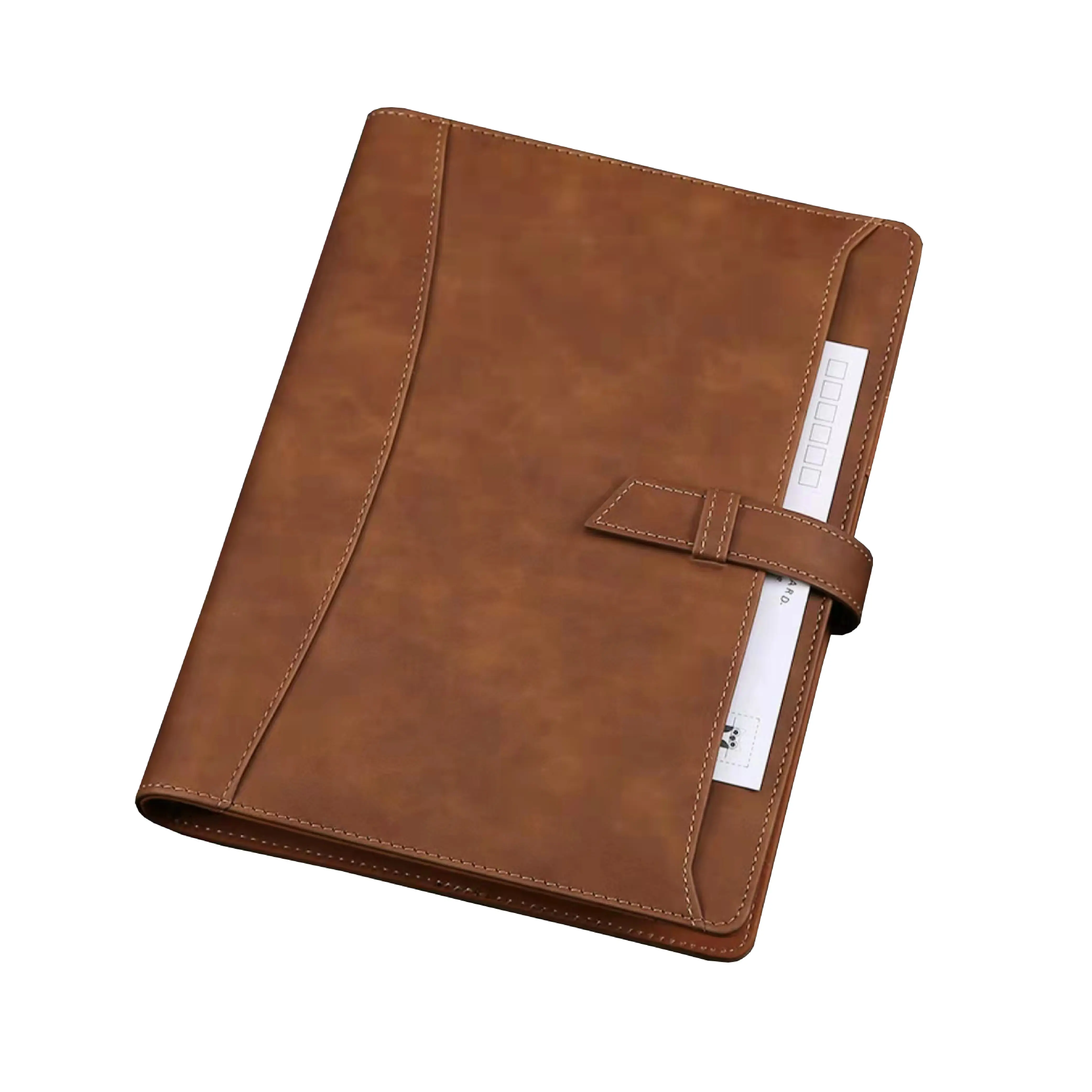 Cuaderno a5 de cuero pu de alta calidad, cuaderno con agenda de bolsillo, Impresión de logotipo personalizado, cuaderno de tapa dura para negocios y oficina
