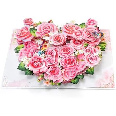 Rosa roja-Forma de corazón-6x8in