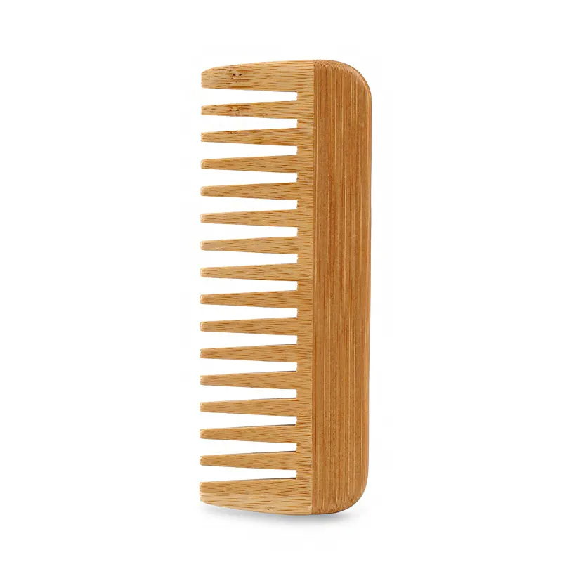 Peignes en bois de marque privée peigne à dents larges de style logo personnalisé peigne à cheveux de marque en bois de bambou produits en bambou