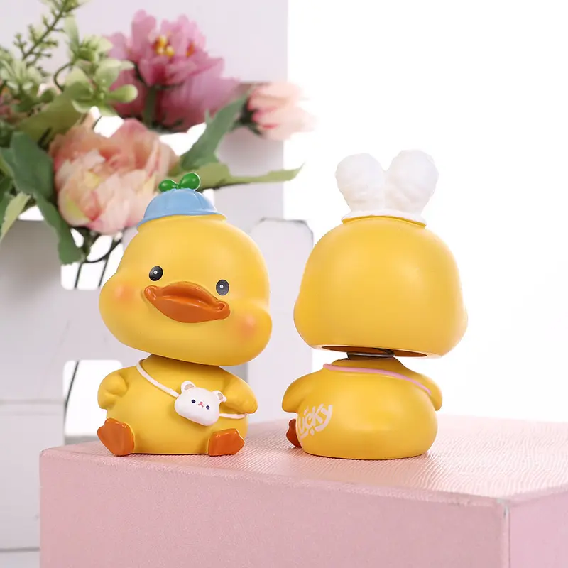 Custom Made Eco-Friendly Poly Resin Duck Bobble Head 3D Resin Doll Animal Home Decoration with Shaking Head