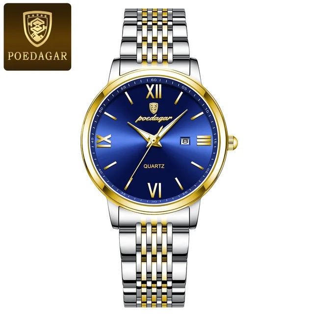 2 blue dial silver gold strap