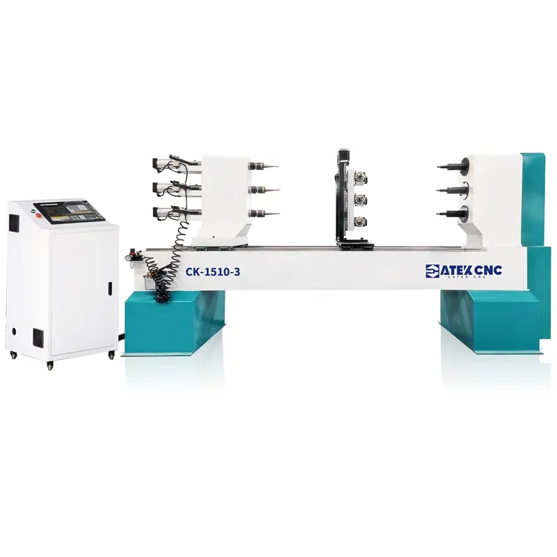 مخرطة CNC خشبية ذات 4 محاور بقطر 10 مم وطول 15 مم طراز CK-1510-3 لصنع العكازم المستقيمة