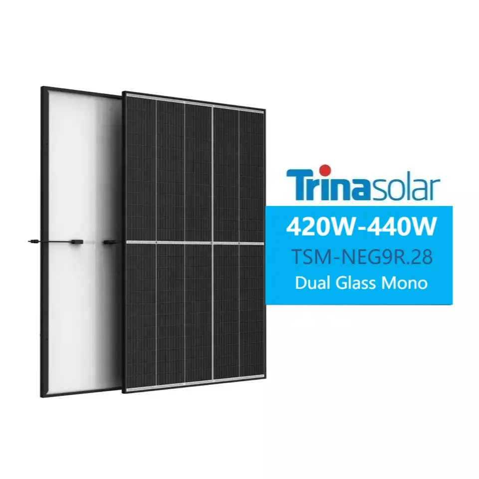 لوحة شمسية مرنة من النوع n بلون أسود بالكامل ووحدة كهرضوئية ثنائية الوجه S+ 410W-440W من Trina موديل Neg9rc.27 في مخزن الاتحاد الأوروبي