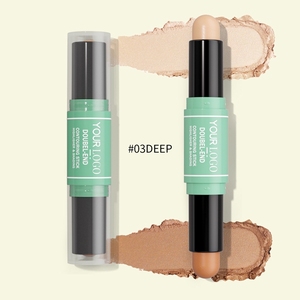 Resaltador de palo de doble extremo para principiantes, sombreado de contorno, bronceador y resaltador de 3 colores para etiquetado de maquillaje, logotipo/patrón - Product Image 1