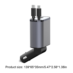 EONLINE 3D 4合1车载充电器通用串行总线C型电缆适用于IPhone华为三星快速充电线点烟器适配器