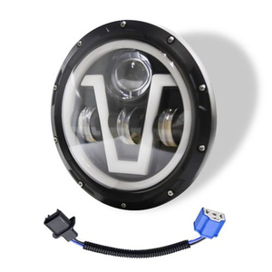 Süper parlak 60W 7 inç yuvarlak LED far V açı göz DRL dönüş sinyali Led far Fit için Jeep Wrangler Harley - Product Image 3