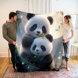 Cute <strong>Panda</strong> Print Flannel Blanket Soft Comfortable Multi-Purpose Custom Size Throw Blanket with Woven <strong>Pattern</strong> Sublimation Print - Product Image 1