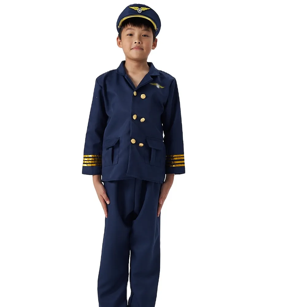 Boloparty Kids disfraces de Halloween de cosplay, disfraz de piloto para niños-Disfraces de aerolínea