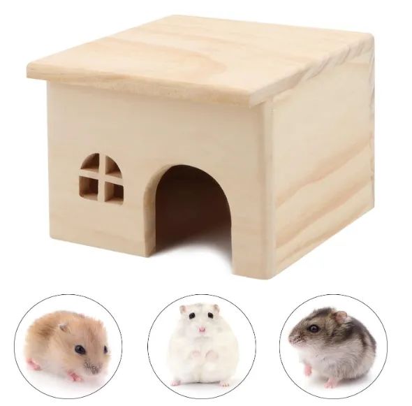 ハムスター木造住宅小動物はラットマウスのための家を隠しますスナネズミマウスラビットケージプレイハット