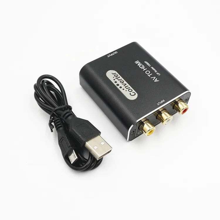 Adaptador de Audio y vídeo de alta calidad, HDTV compuesto 3 RCA CVBS AV a HDMI convertidor 1080P