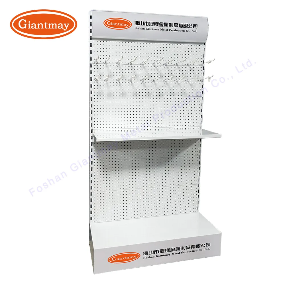 Metal Floor Display Stand Pegboard Metal Rack Exhibitor