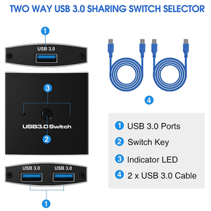 USB3.0スイッチセレクターKVMスイッチ2in1プリンターキーボードスプリッターUSB双方向スイッチャーボックス共有スイッチ - Product Image 5