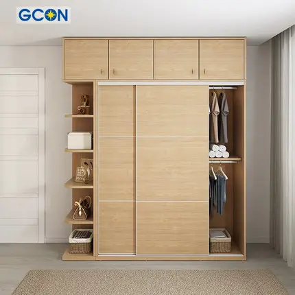 Armario moderno con 2 puertas correderas, armario de madera, tela, diseño laminado, muebles de dormitorio