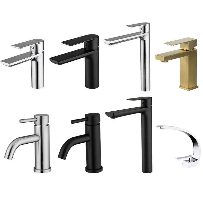 Lead Free Gold Brass Wash Face Bathroom Sink Faucets PVD Mixer Basin Mixer Anti-Scratch Water Tap Black Basin Faucets