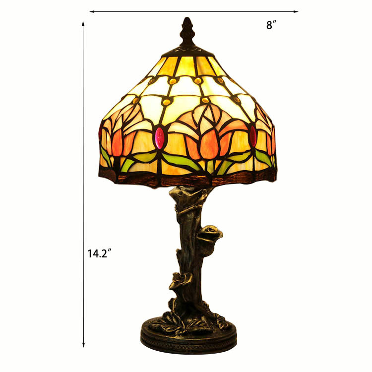 LongHuiJing Tiffany Style Floral Pattern Stained Glass Table Lamp