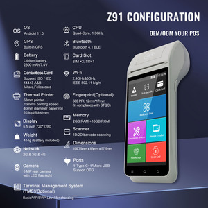Портативный Pos-терминал Z91 4G Android 11,0 с принтером, NFC POS-терминал, бесплатные SDK java пустые карты для ресторана, магазина, онлайн-заказ - Product Image 6