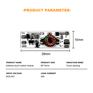 DC12V/24V 10MM LED Dimmer Módulo de control Interruptor de sensor táctil arbitrario para gabinete Pantalla de armario Interruptores inductivos - Product Image 2