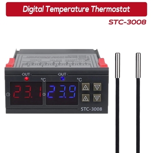 STC-3008 двойной цифровой регулятор температуры Два релейный выход 12V 24V 220V терморегулятор Термостат с нагревателем охладитель - Product Image 5