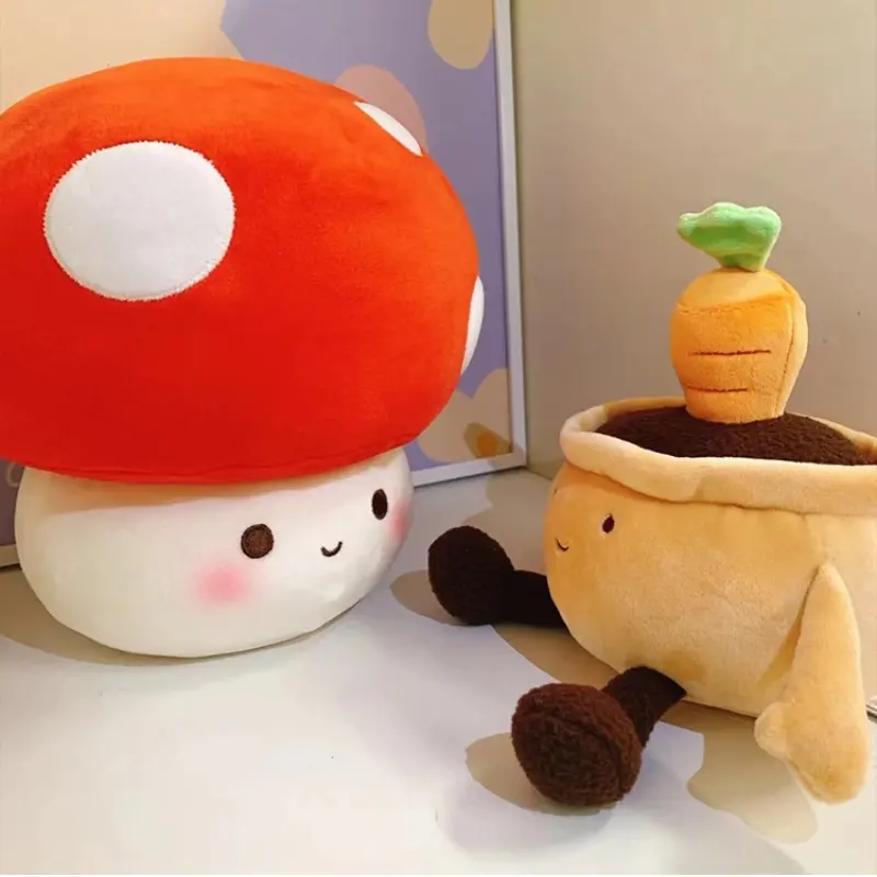 Venta al por mayor Kawaii Red Mushroom Babi muñeco de peluche lindo suave KPOP cosas Plushie juguete decoración almohada chico regalo