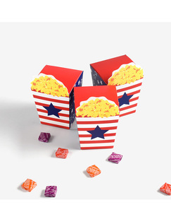 Spot Wholesale Holiday Party Candy Popcorn Packaging <strong>Red</strong> and Blue Stripes Design Colorful Food Paper <strong>Box</strong>