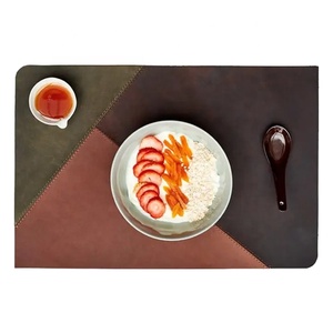 高品质餐桌垫手工拼接皮革矩形彩色定制标志餐垫 - Product Image 2