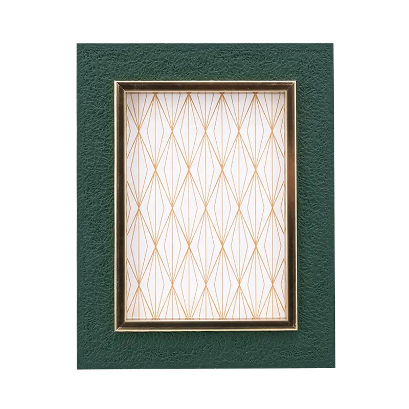 Easlegifts casa decorare leggero vetro cornice di plastica di lusso in oro verde matrimonio Ps foto cornice per foto