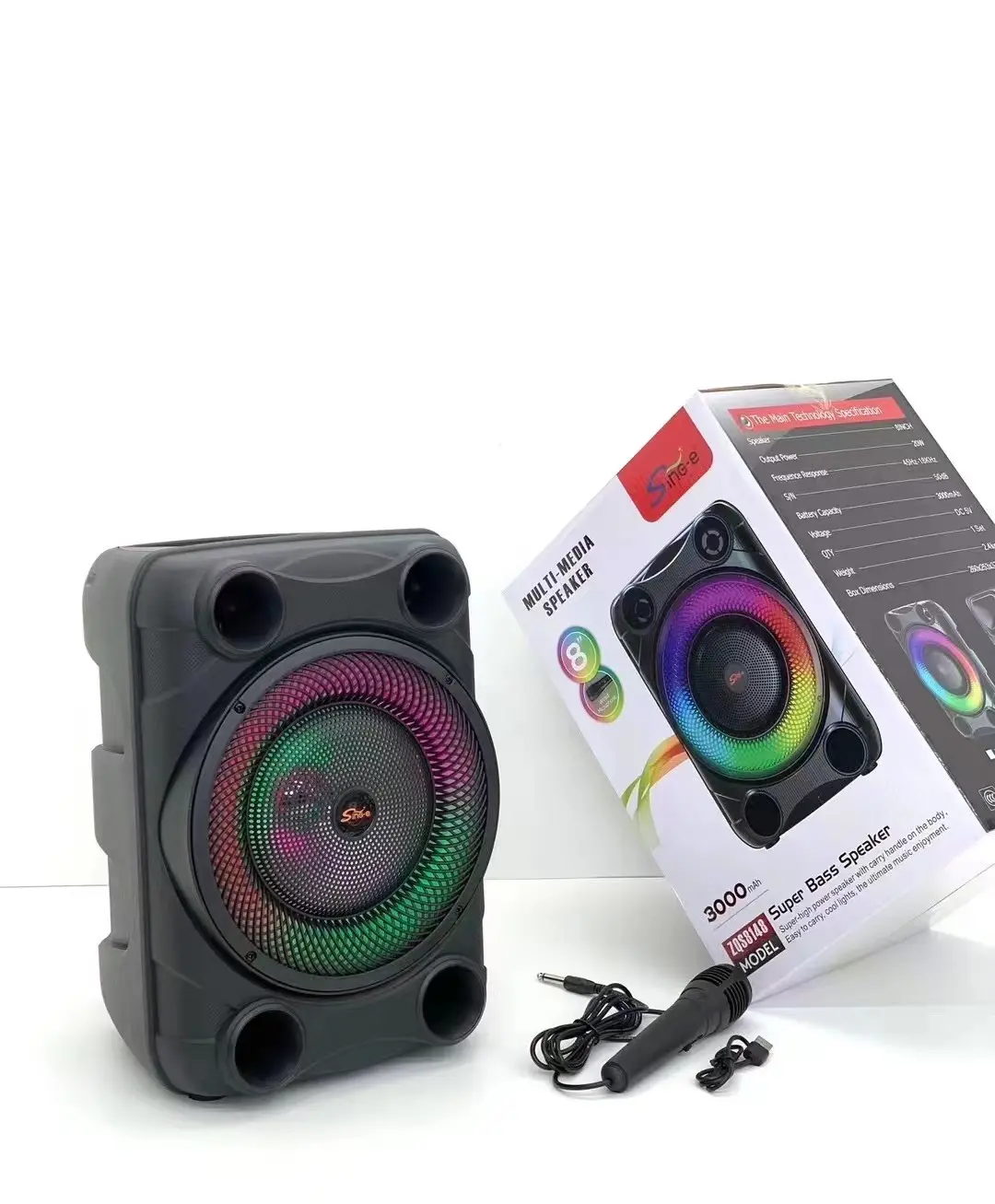 Zqs8148 8-Zoll-Aktiv-LED-RGB Wireless Super Bass Stage Party DJ-Tieftöner Karaoke-Bt-Verstärker Subwoofer Multimedia-Lautsprecher
